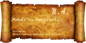 Mahács Ametiszt névjegykártya